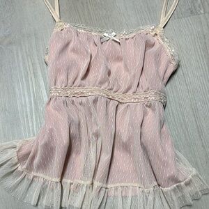 Pink Sheer Lace Trim baby Top